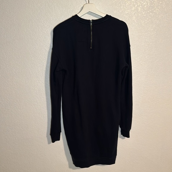 SuperDry Navy Sweatshirt Dress Embroidered Spellout Has Pockets Size Small - Picture 5 of 10